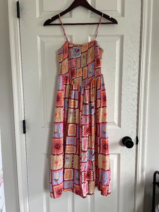 Dresses & Skirts - Colorful Patchwork Print Sundress Spaghetti Strap Summer Dress Lightweight Maxi
